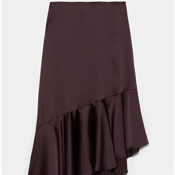 Zara satin midi skirt with ruffle hem - Picture 2 of 2